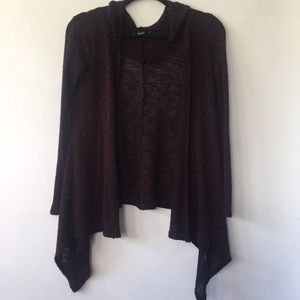 Hooded Burgundy Cardigan